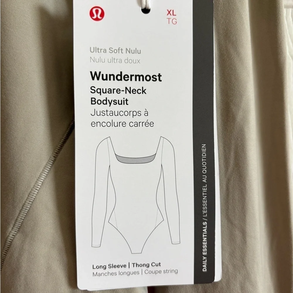 NWT Lululemon Athletica Gray (Riverstone) Square Neck Long Sleeve Bodysuit